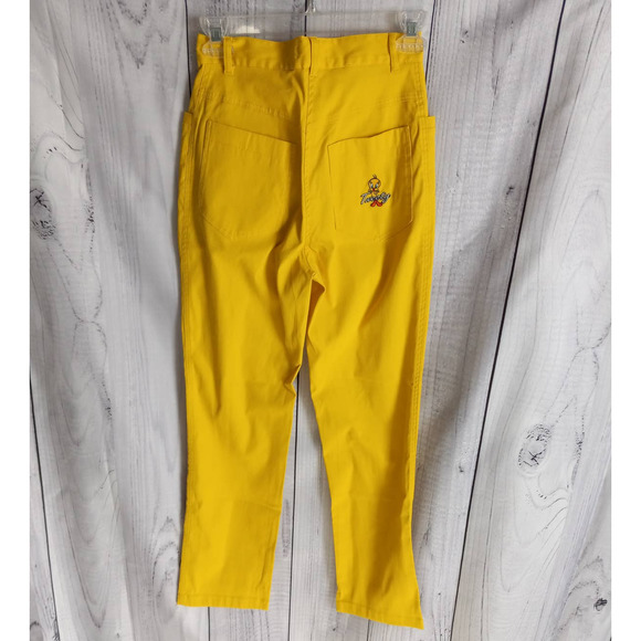 RARE VTG 90s JC de Castelbajac TWEETY Canary Yellow Slim Pants US 0 Looney Tunes - Picture 3 of 10